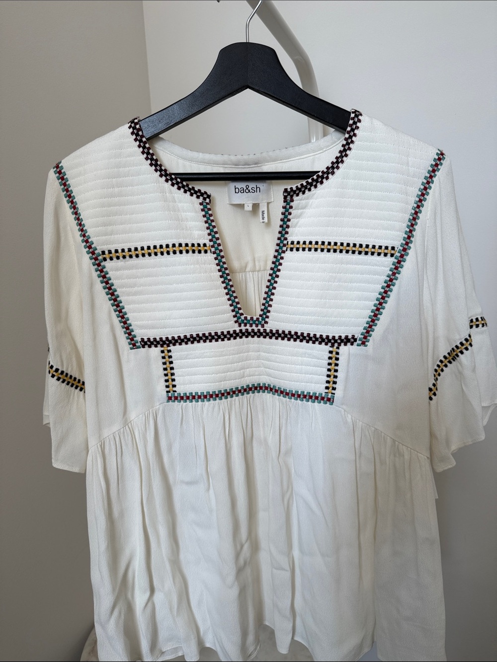 ba&sh Taylor Embroidered Peasant Top Size L NWT - Picture 4 of 14